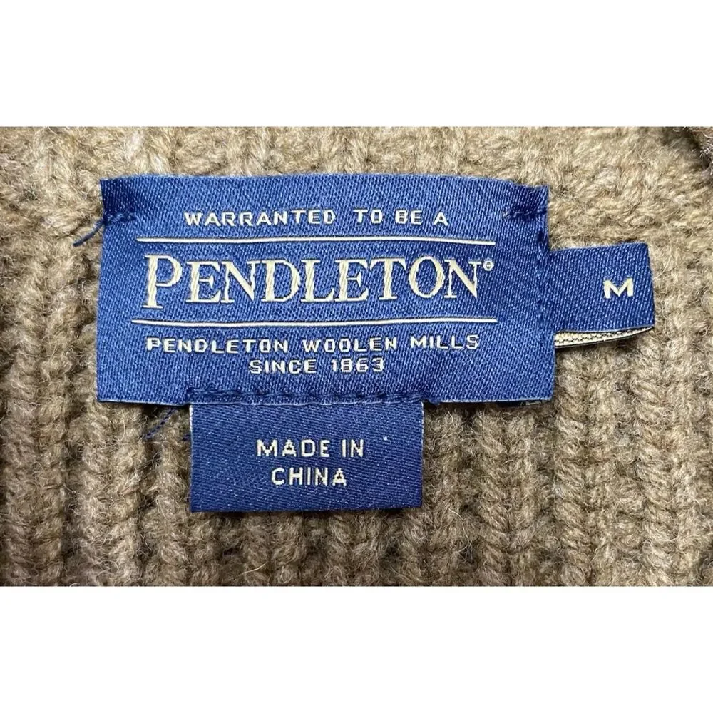 Pendleton Lambs Wool Big Lebowski Dude Zip Cardigan Sweater Size Med Westerly - Picture 10 of 12